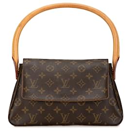 Louis Vuitton-Minibolso de hombro marrón con monograma y bucle de Louis Vuitton-Castaño