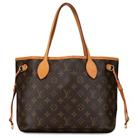 Louis Vuitton-Brown Louis Vuitton Monogram Neverfull PM Tote Bag-Brown