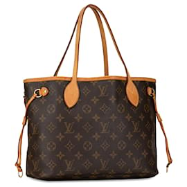 Louis Vuitton-Brown Louis Vuitton Monogram Neverfull PM Tote Bag-Brown