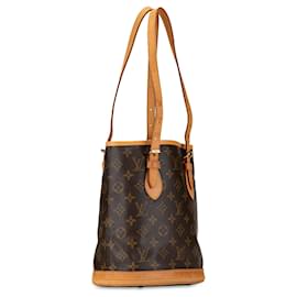 Louis Vuitton-Brown Louis Vuitton Monogram Petit Bucket-Brown