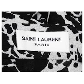 Saint Laurent-Black & White Saint Laurent Cheetah Print Button-Up Top Size US S-Black