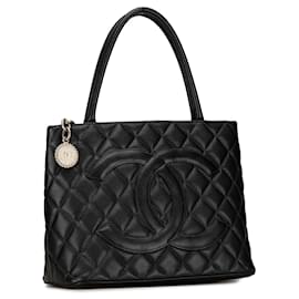 Chanel-Black Chanel Caviar Medallion Tote-Black