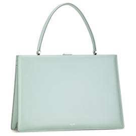 Céline-Green Celine Clasp Leather Tote-Green