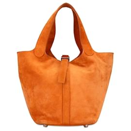 Hermès-Orange Hermès Doblis Picotin Lock 18 handbag-Orange