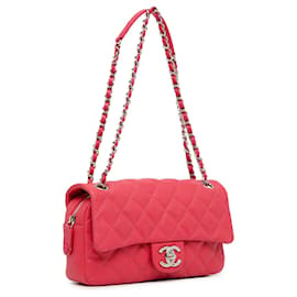 Chanel-Pink Chanel Medium Quilted Caviar Easy Flap Shoulder Bag-Pink