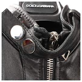 Dolce & Gabbana-Dolce & Gabbana Black Leather Biker Jacket, Size 38-Other