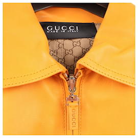 Gucci-GUCCI Orange Leather Jacket, Size 44-Other