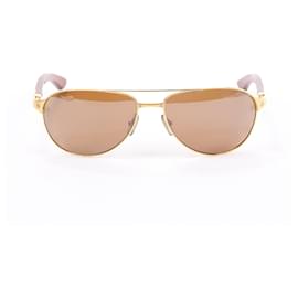 Cartier-Cartier Santos-Dumont Wood Sunglasses 61 16 130b-Brown