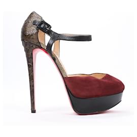 Christian Louboutin-Christian Louboutin Camoscio bordeaux e pitone n. 299 Dimensioni della pompa 37.5 Unione Europea-Bordò