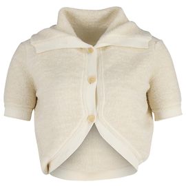Jacquemus – Kurzes Stricktop aus cremefarbenem Polyamid Weiß Roh