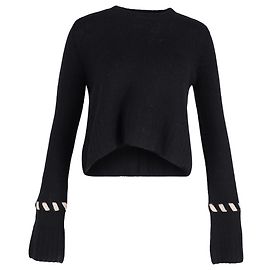 Khaite Colette Pullover mit Kontrast-Peitschenstichen aus schwarzer Wolle Schwarz
