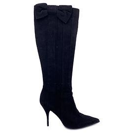 Valentino Garavani Bottes à talons en daim noir, taille de chaussures 38.5 Noir