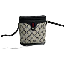 Gucci-Gucci GG Canvas Web Vanity Bag  Leather Crossbody Bag in Very Good Condition-Other