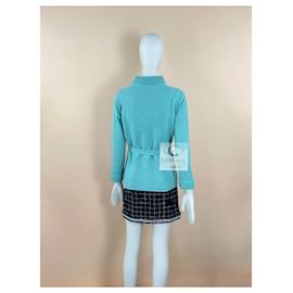 Chanel-CC Buttons Turquoise Cashmere Jacket-Turquoise