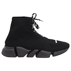 Balenciaga-Balenciaga Spead 2.0 Lace Up Sneakers in Black Polyamide-Black
