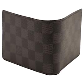 Louis Vuitton-Louis Vuitton Damier Multiple Wallet in Graphite Black Coated Canvas-Black