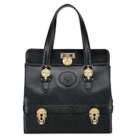 Versace-Bolsa de mão vintage em pele de caviar Versace Sunburst em muito bom estado-Preto