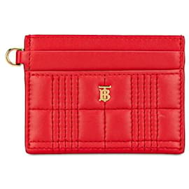 Burberry-Burberry Leather TB Monogram Quilted Card Case in Very Good Condition-Red