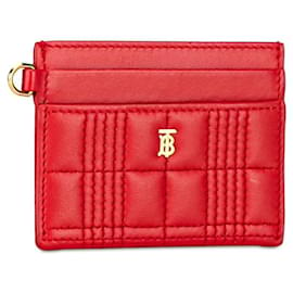 Burberry-Burberry Leather TB Monogram Quilted Card Case in Very Good Condition-Red