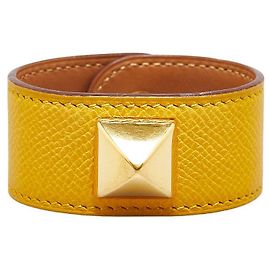 Hermès Pulseira de couro Hermes Medor de 19 cm em muito bom estado Dourado