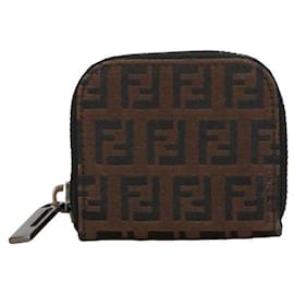 Fendi-Fendi Zucca Canvas Coin Case 8M0070 in Very Good Condition-Brown