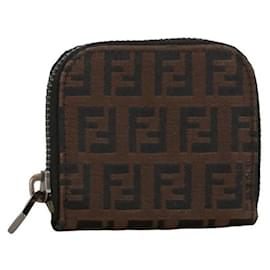 Fendi-Fendi Zucca Canvas Coin Case 8M0070 in Very Good Condition-Brown