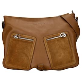 Salvatore Ferragamo-Salvatore Ferragamo Leather Suede Shoulder Bag Brown in Very Good Condition-Brown