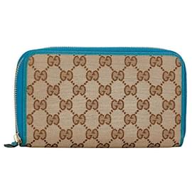 Gucci-Gucci GG Canvas Leather Long Wallet 363423 in Very Good Condition-Other