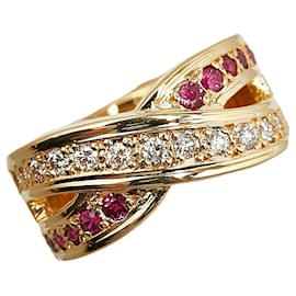 & Other Stories-LuxUness 18Bague en or k diamant rubis bague en métal en superbe-Doré