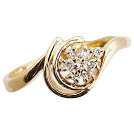 & Other Stories-K18YG Gelbgoldring mit 0,08 ct Diamant in gutem Zustand-Golden