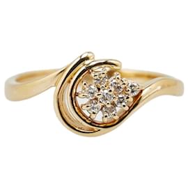 & Other Stories-K18YG Gelbgoldring mit 0,08 ct Diamant in gutem Zustand-Golden