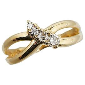 & Other Stories-K18YG Yellow Gold Diamond Ring 0.22ct Size 7 in Great Condition-Golden