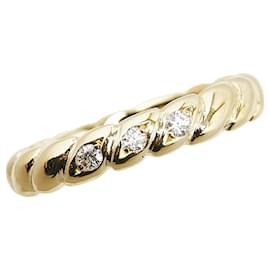 & Other Stories-K18YG Yellow Gold Diamond Ring 0.07ct Size 14 in Great Condition-Golden