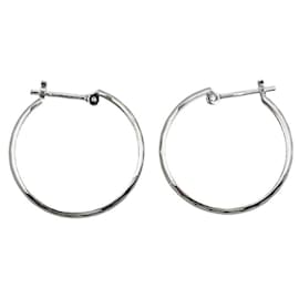 Autre Marque-LuxUness Platinum Hoop Earrings Metal Earrings in Excellent condition-Silvery