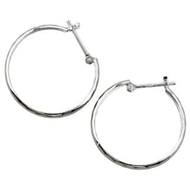 Autre Marque-LuxUness Platinum Hoop Earrings Metal Earrings in Excellent condition-Silvery