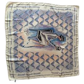 Chanel-VANITAS VANITATUM scarves all is vanity square 90 cm-Cream,Purple,Light blue