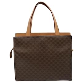 Céline-CELINE Macadam Canvas Hand Bag PVC Leather Brown Auth 76413-Brown