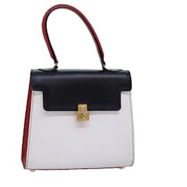 Fendi-FENDI Hand Bag Leather White Auth 75458-White