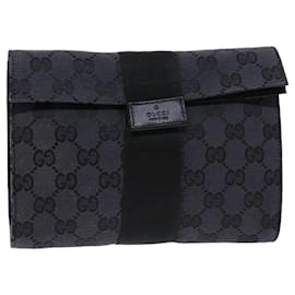 Gucci-GUCCI GG Canvas Clutch Bag Black 039 0992 auth 76154-Black