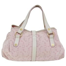 Céline-Sac à main en toile CELINE C Macadam Rose Auth 75446-Rose