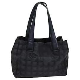Chanel-CHANEL New Travel Line Tote Bag Nylon Black CC Auth ep4191-Black