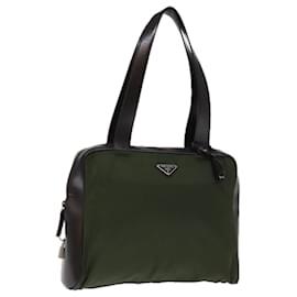 Prada-PRADA Shoulder Bag Nylon Khaki Auth 74578-Khaki