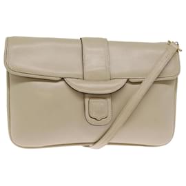 Céline-CELINE Shoulder Bag Leather Cream Auth 75443-Cream