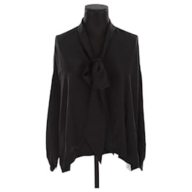 Balenciaga-Silk wrap blouse-Black