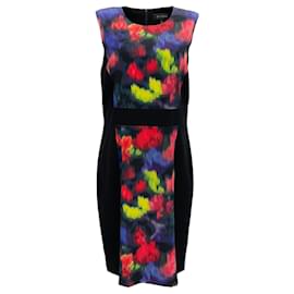 Autre Marque-St. John Black / Multi Silk Sleeveless Dress-Black