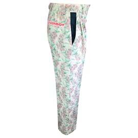 Autre Marque-Charles Jeffrey Loverboy Green Multi Blooms Print Slim Fit Martini Trouser-Green