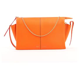 Céline-Celine Supple Natural Calfskin Tri-Fold Clutch Handbag in Orange-Orange