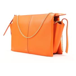 Céline-Celine Supple Natural Calfskin Tri-Fold Clutch Handbag in Orange-Orange