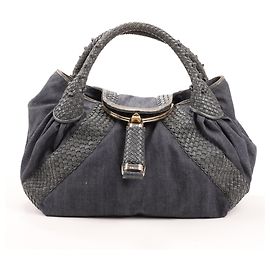 Borsa Fendi Spy in denim blu e pelle 8BR511 Blu