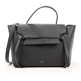 Céline-Sac Ceinture Celine Mini Cuir 2way Sac à main en Noir-Noir